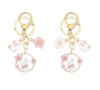 Pack De 2 Llaveros Coles, Llaveros De Conejo De Flores, Cole Creativo, Llaveros De Metal, Llaveros Lindos para Niñas