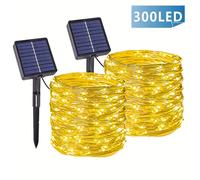 Pack de 2 Luces de Cuerda con Batería de Litio y Energía Solar, 8 de , Carga y Se Automáticamente , Opciones de 50/100/300 LED, Perfectas para Navidad, Halloween, Fiestas, , Camping, etc., IP54