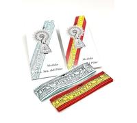 Pack de 2 Medidas de la Virgen del Pilar: Bandera de España y Azul Celeste - Usalas como Adorno y como símbolo de fe. Cinta. Pulsera