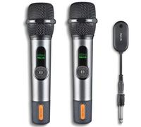 NGS Singer Star Duo - Pack 2 Micrófonos Inalámbricos Dinámico 2,4GHz, Autonomía 30h, Control de Volumen y Eco, Indicador de Batería, Conexión Jack 3,5mm y 6,3mm - Ideal para Karaokes y Eventos