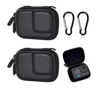 Pack de 2 Mini Fundas Compatible con GoPro Hero 13/12 Black, DJI Osmo Action 5 Pro/4/3 e Insta360 Ace Pro, Estuches Rígida Compacto de Viaje con Correa de Muñeca y Mosquetón para Cámaras de Acción