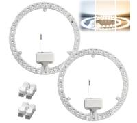 Pack de 2 módulos LED para plafones, kit de conversión de módulo LED de 36W, lámpara de anillo de módulo de anillo LED retrofit Ø23cm, tablero de conversión de módulo para plafones (blanco cálido)