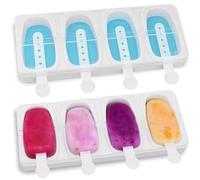 Pack de 2 Moldes de Helados de Silicona, Molde Helado con Palitos Sin BPA | Alinana Molde Helados Apilables y Resistente para Hacer Helados de Leche, Crema Batida, Leche de Coco o Yogur