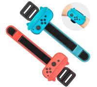 Pack de 2 Muñequeras para Just Dance 2025 - Cenawin 2 en 1 Muñequera Elástica Empuñadura Mando para Nintendo Switch/Switch Oled Joy Con, Just Dance 2024/2023/2022/2021 (Rojo y Azul)