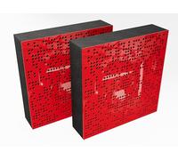 Pack de 2 paneles acústicos AbFuser de absorción y diffusion del sonido | 50 x 50 cm | Absorción - Difusión - Reflexión | Color de placas perforadas: [BINAR (150mm) | Plástico rojo brillante]
