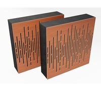 Pack de 2 paneles acústicos AbFuser de absorción y diffusion del sonido | 50 x 50 cm | Absorción - Difusión - Reflexión | Color de placas perforadas: [VELAR (150mm) | Cerezo]