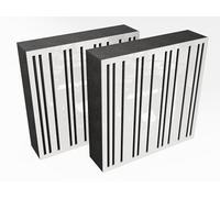 Pack de 2 paneles acústicos AbFuser de absorción y diffusion del sonido | 50 x 50 cm | Absorción - Difusión - Reflexión | Color de placas perforadas: [ABAFA (150mm) | Plástico blanco brillante]