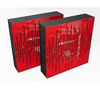 Pack de 2 paneles acústicos AbFuser de absorción y diffusion del sonido | 50 x 50 cm | Absorción - Difusión - Reflexión | Color de placas perforadas: [VELAR (150mm) | Plástico rojo brillante]
