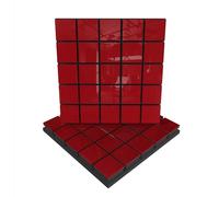 Pack de 2 paneles acústicos absorbentes/difusores | 50 x 50 x 5 cm | Absorción - Difusión - Reflexión - Insonorización | Placas de color: [ x2 GRID | Plástico rojo brillante]