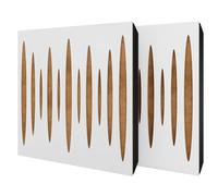 Pack de 2 paneles acústicos absorbentes/difusores con terciopelo y kit de montaje | 50x50x5cm | Reflexión - Insonorización | Tratamiento acústico para el hogar | [PULSAR - Blanco | Dorado]