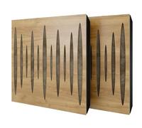 Pack de 2 paneles acústicos absorbentes/difusores con terciopelo y kit de montaje | 50x50x5cm | Reflexión - Insonorización | Tratamiento acústico para el hogar | [PULSAR - Roble | Beige]