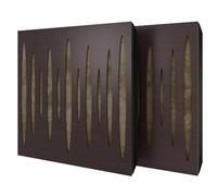 Pack de 2 paneles acústicos absorbentes/difusores con terciopelo y kit de montaje | 50x50x5cm | Reflexión - Insonorización | Tratamiento acústico para el hogar | [PULSAR - Wengué | Beige]