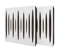 Pack de 2 paneles acústicos absorbentes/difusores con terciopelo y kit de montaje | 50x50x5cm | Reflexión - Insonorización | Tratamiento acústico para el hogar | [PULSAR - Blanco | Marrón]