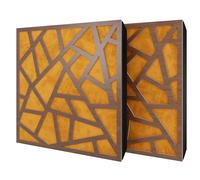 Pack de 2 paneles acústicos absorbentes/difusores con terciopelo y kit de montaje | 50x50x5cm | Reflexión - Insonorización | Tratamiento acústico para el hogar | [SKYROSS - Nogal | Amarillo]