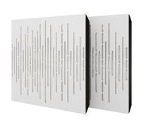 Pack de 2 paneles acústicos absorbentes/difusores con terciopelo y kit de montaje | 50x50x5cm | Reflexión - Insonorización | Tratamiento acústico para el hogar | [WAVE - Blanco | Blanco]