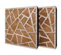 Pack de 2 paneles acústicos absorbentes/difusores con terciopelo y kit de montaje | 50x50x5cm | Reflexión - Insonorización | Tratamiento acústico para el hogar | [SKYROSS - Sonoma | Dorado]