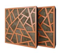 Pack de 2 paneles acústicos absorbentes/difusores con terciopelo y kit de montaje | 50x50x5cm | Reflexión - Insonorización | Tratamiento acústico para el hogar | [SKYROSS - Cerezo | Beige]