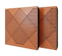 Pack de 2 paneles acústicos absorbentes/difusores con terciopelo y kit de montaje | 50x50x5cm | Reflexión - Insonorización | Tratamiento acústico para el hogar | [WILDS - Cerezo | Burdeos]