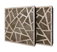 Pack de 2 paneles acústicos absorbentes/difusores con terciopelo y kit de montaje | 50x50x5cm | Reflexión - Insonorización | Tratamiento acústico para el hogar | [SKYROSS - Sonoma | Beige]