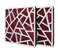 Pack de 2 paneles acústicos absorbentes/difusores con terciopelo y kit de montaje | 50x50x5cm | Reflexión - Insonorización | Tratamiento acústico para el hogar |[SKYROSS - Plástico blanco | Burdeos]