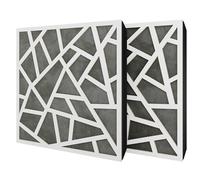 Pack de 2 paneles acústicos absorbentes/difusores con terciopelo y kit de montaje | 50x50x5cm | Reflexión - Insonorización | Tratamiento acústico para el hogar | [SKYROSS - Blanco | Gris]