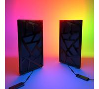 Pack de 2 paneles acústicos estrechos «SKYROSS-mini» con lámpara de escritorio RGB | Soporte móvil con base LED para mesa | Para estudios de podcast y salas de juegos | 50×25cm | Color: Plástico negro