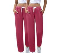 Pack de 2 pantalones de chándal para mujer, tallas grandes, con bolsillos