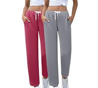 Pack de 2 pantalones de chándal para mujer, tallas grandes, con bolsillos