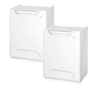Pack de 2 papeleras de reciclaje en polipropileno color blanco, con depósito en el interior 40 l totales