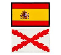 Pack De 2 Parches Bandera Borgoña Española - Insignias Bordadas Tácticas De Tela, Pegatinas Termoadhesivas DIY, Militares