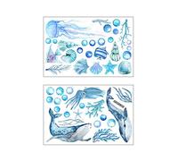 Pack De 2 Pegatinas De Pared Con Temática Marina, Pegatinas Decorativas Para Habitaciones Infantiles, Pegatinas Decorativas Autoadhesivas Para Pared, Pegatinas Creativas Para Pared