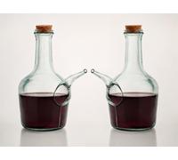 Pack de 2 Porrones Barral de Vidrio de 1 Litro - Fabricados Artesanalmente en España - Porrones Tradicionales con Tapón de Corcho - Diseño Robusto para Vino, Sangría o Cerveza
