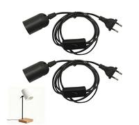Pack de 2 Portalámparas E27 con Cable de 1,8 m, Interruptor y Enchufe EU, Ideal para Colgar Lámparas, Lámparas de Techo y Sospensiones - Versátiles y Elegantes，portalámparas con cable interruptor y en