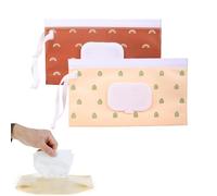 Pack de 2 portatoallitas húmedas bebé - Organizador de cambio portátil y recargable - Resistente al agua y polvo - Viaje (Marrón café & Beige)