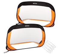Pack de 2 Porterías de Fútbol Plegables Pop-Up, 120x80x80 Cm, Negro y Naranja