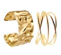 Pack de 2 Pulseras de Oro para Mujer, Sencillas y Exquisitas, Ajustables, Accesorios Versátiles