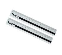 Pack de 2 reglas rectas de 15 cm de aluminio con marcas antideslizantes y de precisión para mediciones precisas en la escuela. Regla de aluminio