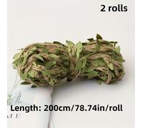 Pack de 2 rollos de enredadera artificial de cuerda de cáñamo con hojas de tela no tejida para manualidades DIY, embalaje doméstico y decoración de fiestas