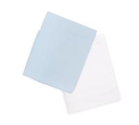 Pack de 2 sábanas bajeras 100% algodón Ajustables - 50x80 cm - para capazo, colchón, moisés o minicuna - Color Blanco y Celeste - Transpirables y fáciles de Lavar