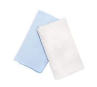 Pack de 2 sábanas bajeras 100% algodón Ajustables - 60x120 cm - para capazo, colchón, moisés o minicuna - Color Blanco y Celeste - Transpirables y fáciles de Lavar