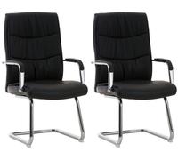 CLP Set De 2 Sillas Cantilever Caro En Polipiel I Pack De 2 Sillas De Conferencia Modernas con Reposabrazos Acolchados, Color:Negro