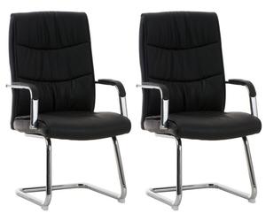 Pack de 2 sillas de despacho caro simil cuero negro 60x49x105 cm