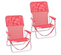 Pack de 2 sillas de playa fijas plegables con asiento bajo de aluminio y textileno Lola Home Rojo
