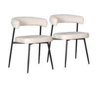 Happy Garden Juego de 2 sillas Thea Beige - Asiento acolchado con espuma - Estructura y patas de acero negro