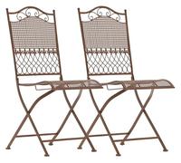 Pack de 2 sillas de terraza kiran plegables metal marrón antiguo 50x41x91 cm