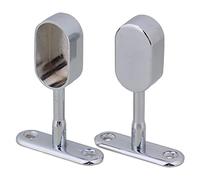 Pack de 2 soportes para colgadores de armario ovales con varilla BQLZR 16 mm plata aleación de zinc cromado.