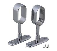 Pack de 2 soportes para colgadores de armario ovales con varilla BQLZR 16 mm plata aleación de zinc cromado.