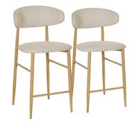 Pack de 2 taburetes de bar de metal efecto madera beige claro simon