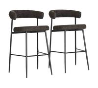 Pack de 2 taburetes de bar de tela gris thea