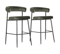 Pack de 2 taburetes de bar de tela verde thea